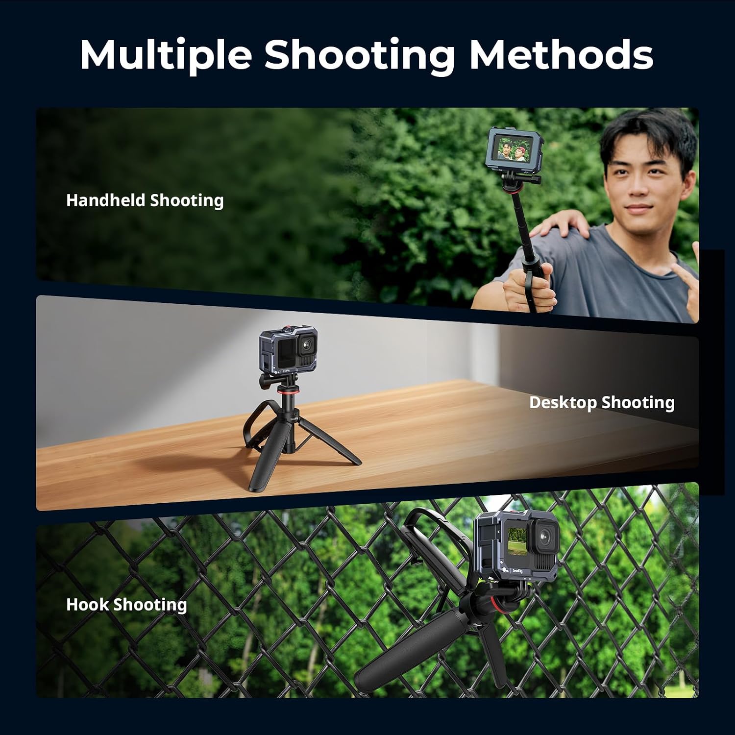 Thumbnail 6 de SMALLRIG tragbares Mini-Tischstativ im Karabiner-Design (Action-Cam 5568) mit 180°-Adapter