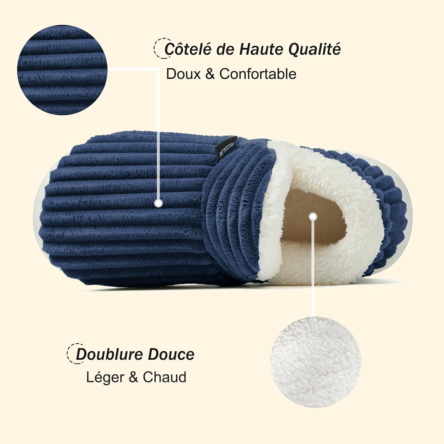 Detalle 2 de Donpapa Chaussons Hiver Confort en Mousse Mémoire