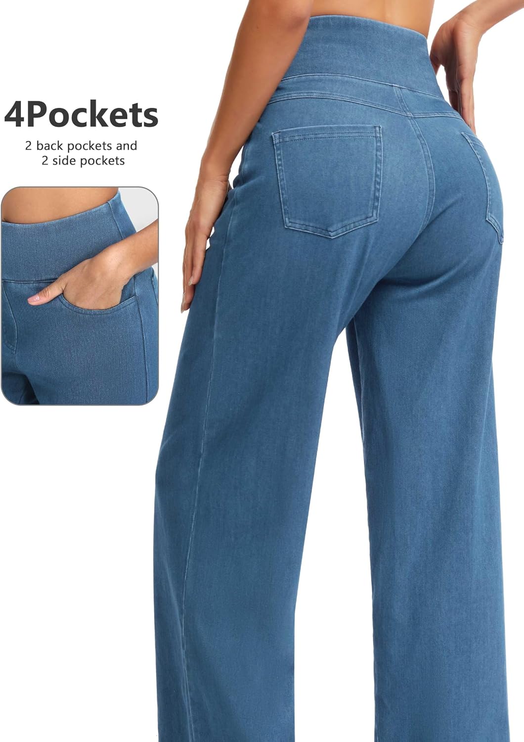 Thumbnail 3 de THE GYM PEOPLE Wide Leg Jeans for Women, High-Waisted Stretch Denim