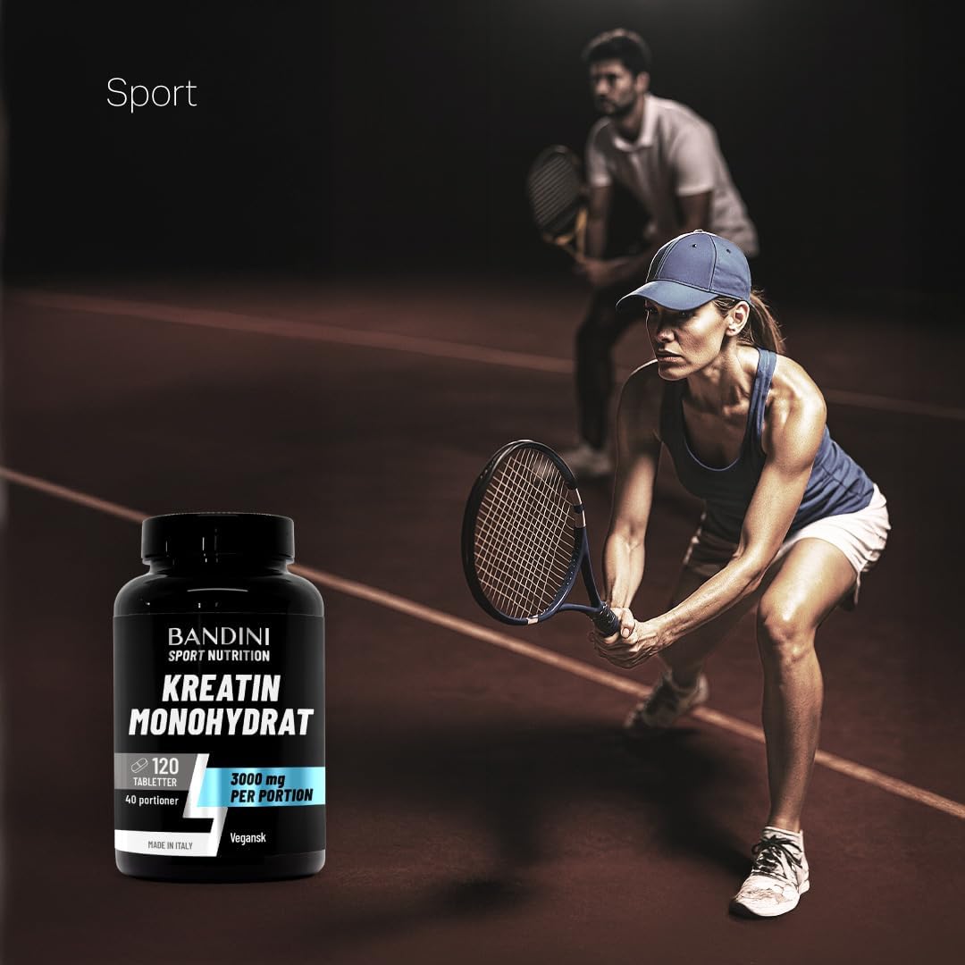 Detalle de BANDINI Creatine Monohydrate – kreatintabletter, 3 000 mg per dos, veganska