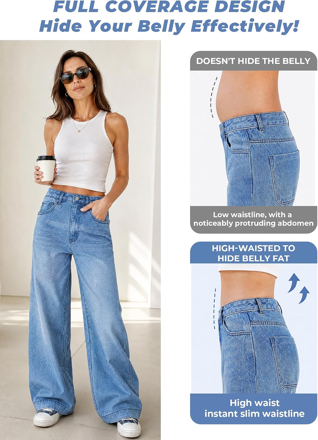 Thumbnail 2 de EMMIOL Women’s 2026 Wide-Leg Distressed Mid-Waist Jeans (Vintage Y2K Baggy Denim)