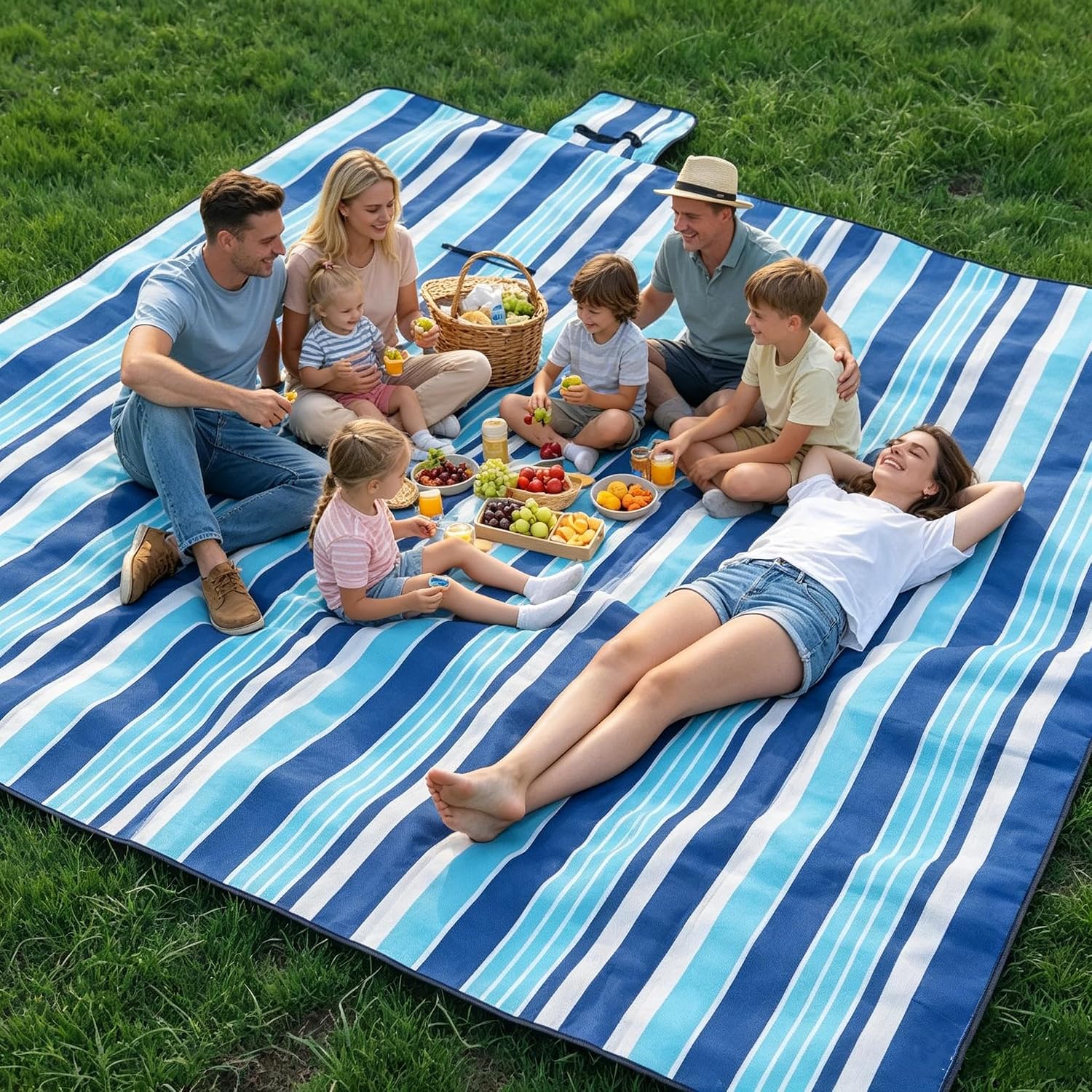 Detalle de TKLake Picnic Blanket Fleece Waterproof – Large 150x200 cm Outdoor Mat