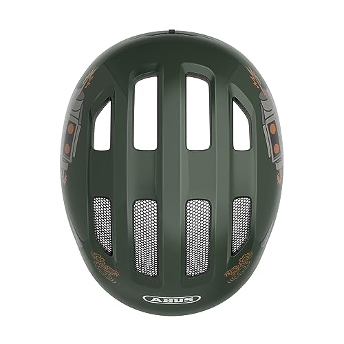 Thumbnail 3 de ABUS Kinderhelm Smiley 3.0 – Fahrradhelm mit tiefer Passform, Zopfplatz und Roboter‑Muster, Gr. S, Grün