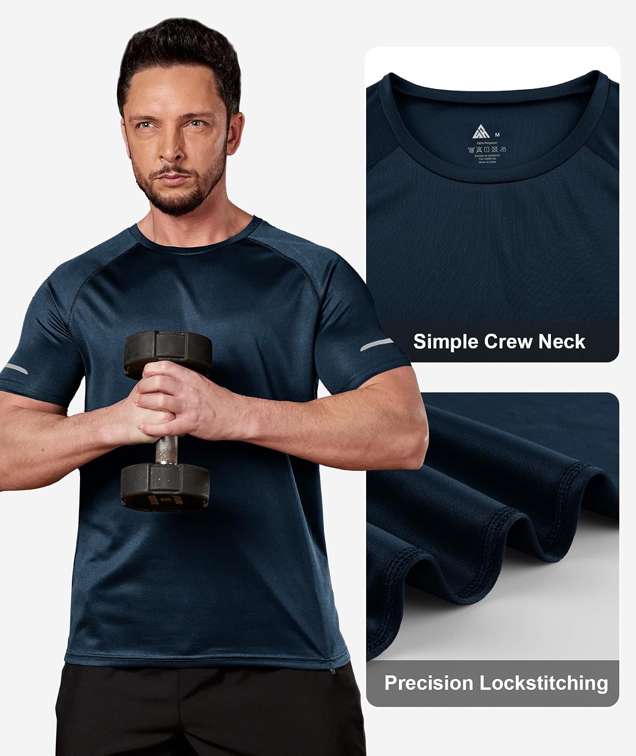 Detalle de ZITY 3 Pezzi T-Shirt Uomo Sportive – Set da 3 magliette leggere, traspiranti e ad asciugatura rapida