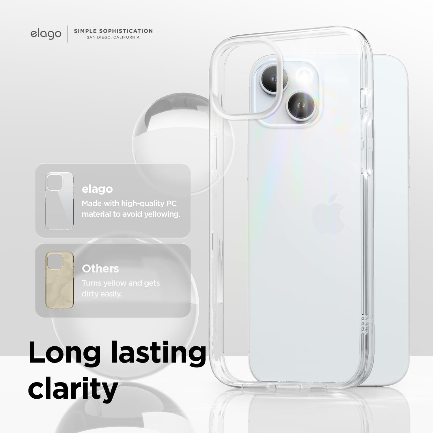Thumbnail 2 de elago Cover ibrida trasparente per iPhone 15 Plus (policarbonato + TPU), protezione anti-cadute e anti-ingiallimento