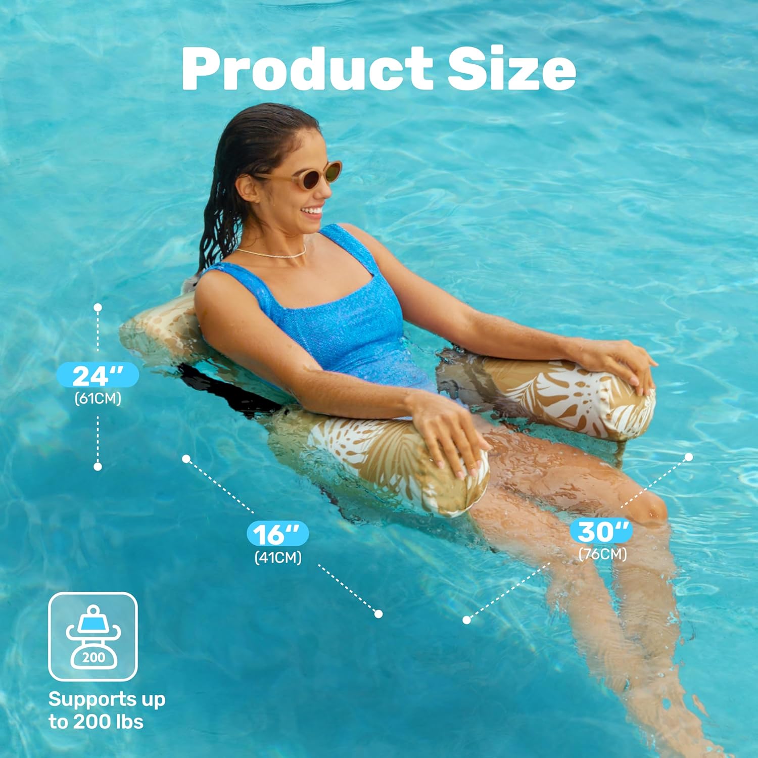 Thumbnail 4 de Sloosh aufblasbare Luftmatratze fürs Pool als 2er-Set: Pool-Nudeln / Schwimmstühle für Erwachsene in Tropical-Blatt-Optik