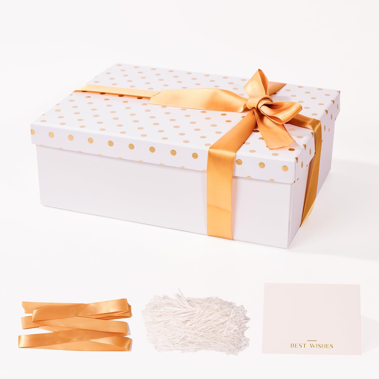 Detalle de Large Gift Boxes with Magnetic Lids (White with Dots) – 24x17x8 cm