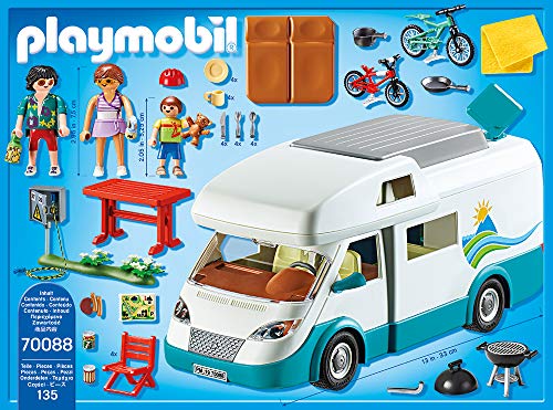 Detalle de Playmobil Family Fun 70088 Camping-Car Familial avec Toit Amovible et Accessoires