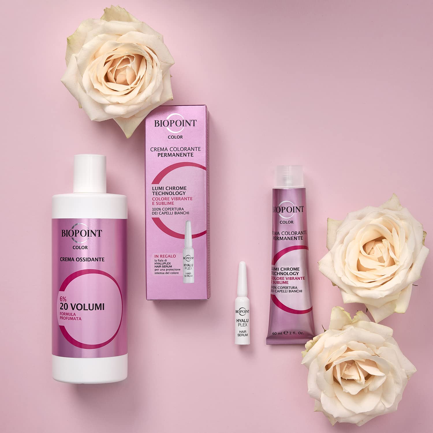 Detalle 2 de Biopoint Permanente Farbcreme 60 ml + Hyaluplex Hair Serum 3 ml – 7,43 mittelblond vergoldet