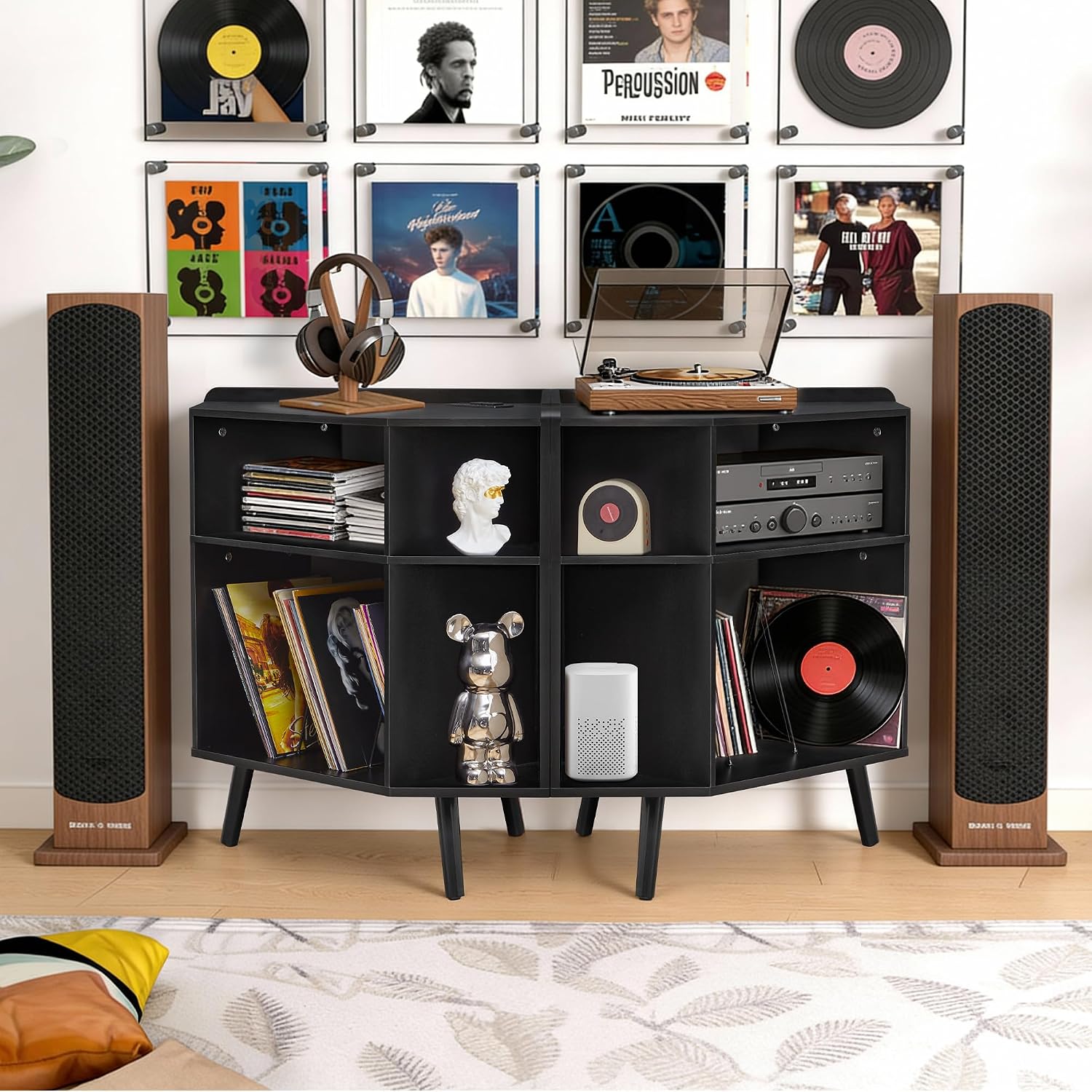 Thumbnail 6 de MAHYIZYI Corner Record Player Stand, 3-Tier
