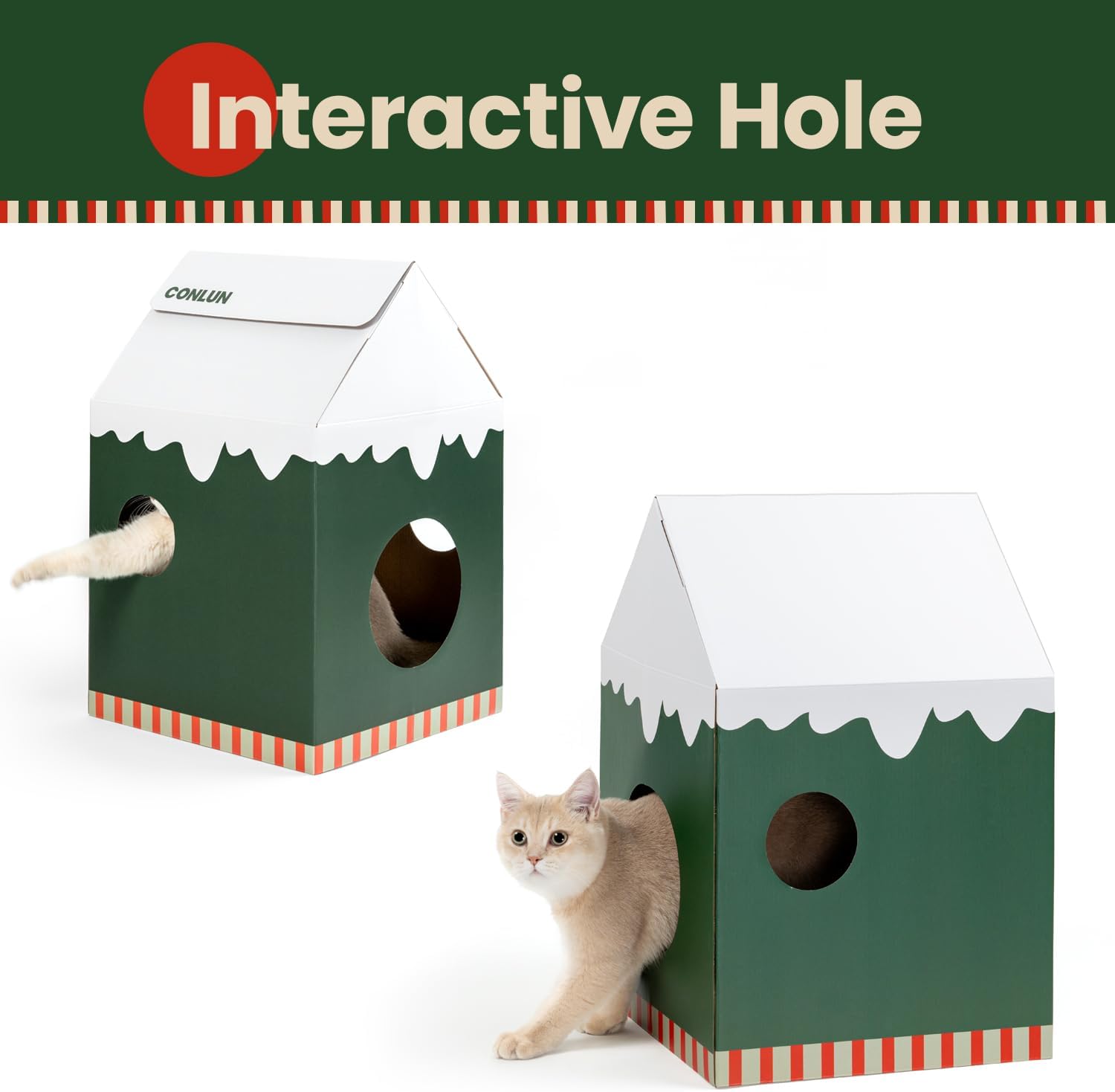 Detalle 2 de Conlun Cardboard Cat House Medium 33cm