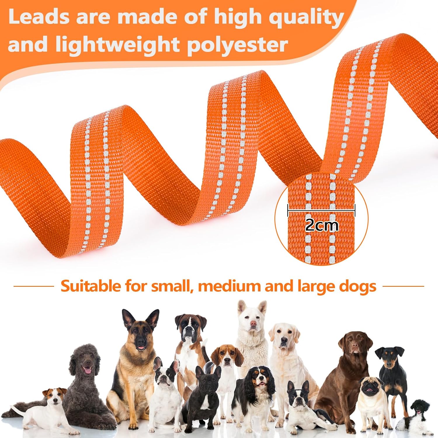 Detalle de X XBEN Long Line Dog Lead, 45M Reflective Recall Training Lead with Soft Padded Handle and Heavy Duty Hook
