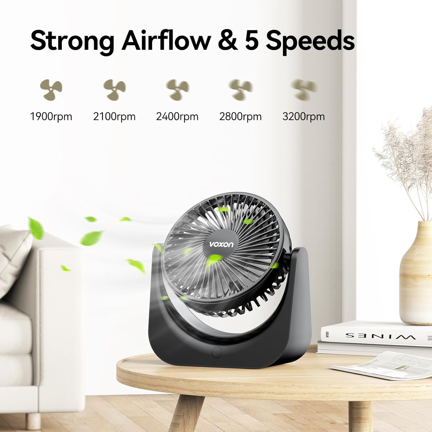 Thumbnail 1 de VOXON USB Desk Fan 5-speed 5.5in