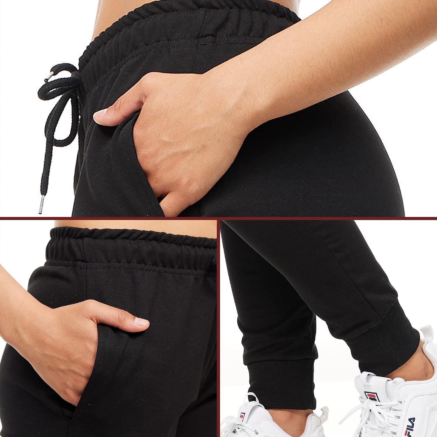Detalle de ROSS CAMP Pantaloni Sportivi Donna Cotone - Comfort e stile per yoga, fitness e uso quotidiano