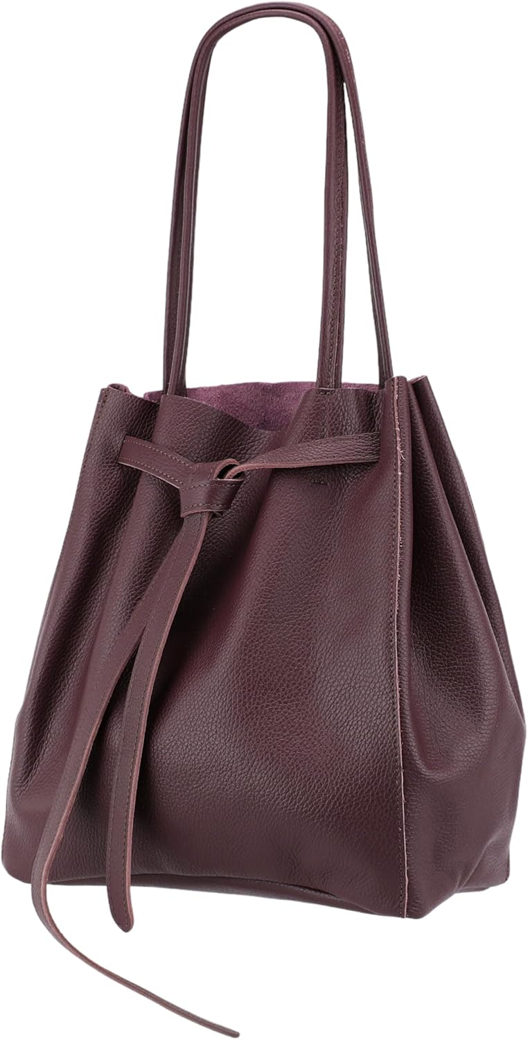 Detalle de SH Leder Sandra G535 – Borsa shopper da donna in vera pelle bovina con fiocco, 29 x 33 cm