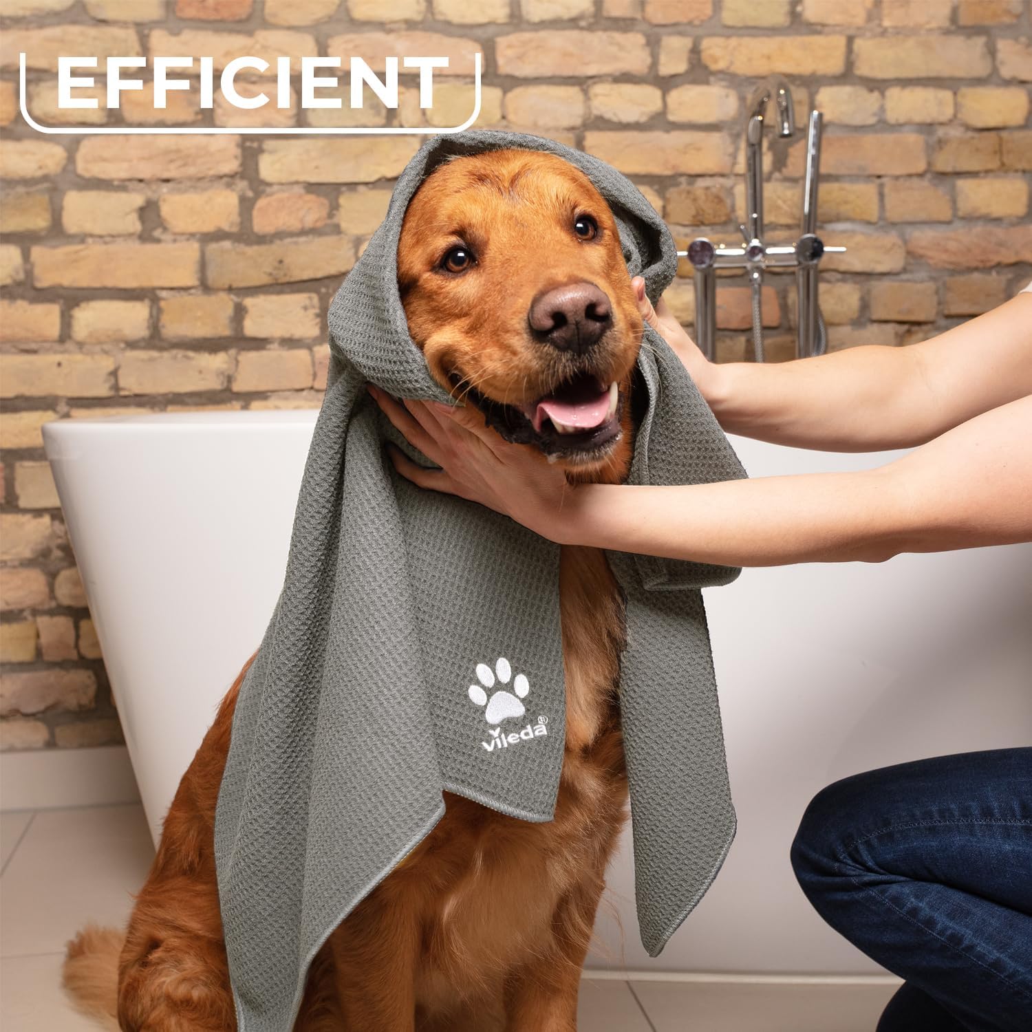 Detalle de Vileda Pet Pro XL: Panno in Microfibra per Animali, asciuga e pulisce rapidamente cani e gatti