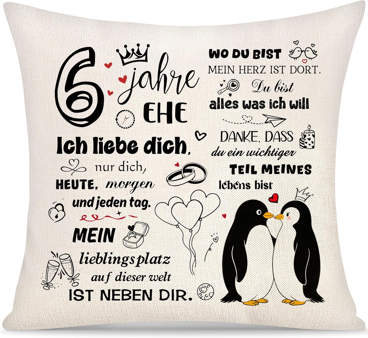 Detalle de 6 Jahre Ehe Hochzeitstag Kissenbezug