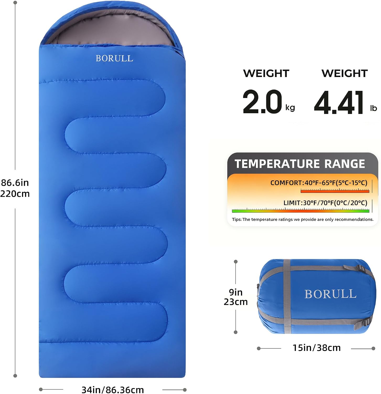 Detalle de BORULL Double Sleeping Bag 92" x 63