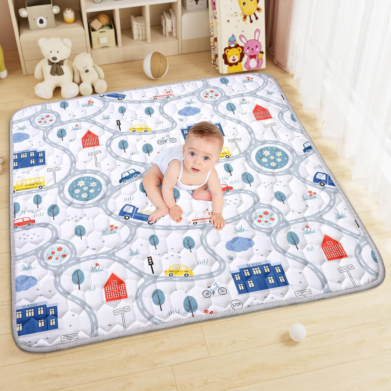 Detalle de Aolso 127x127 cm Baby Play Mat – Foldable, Non-Slip & Waterproof Floor Mat