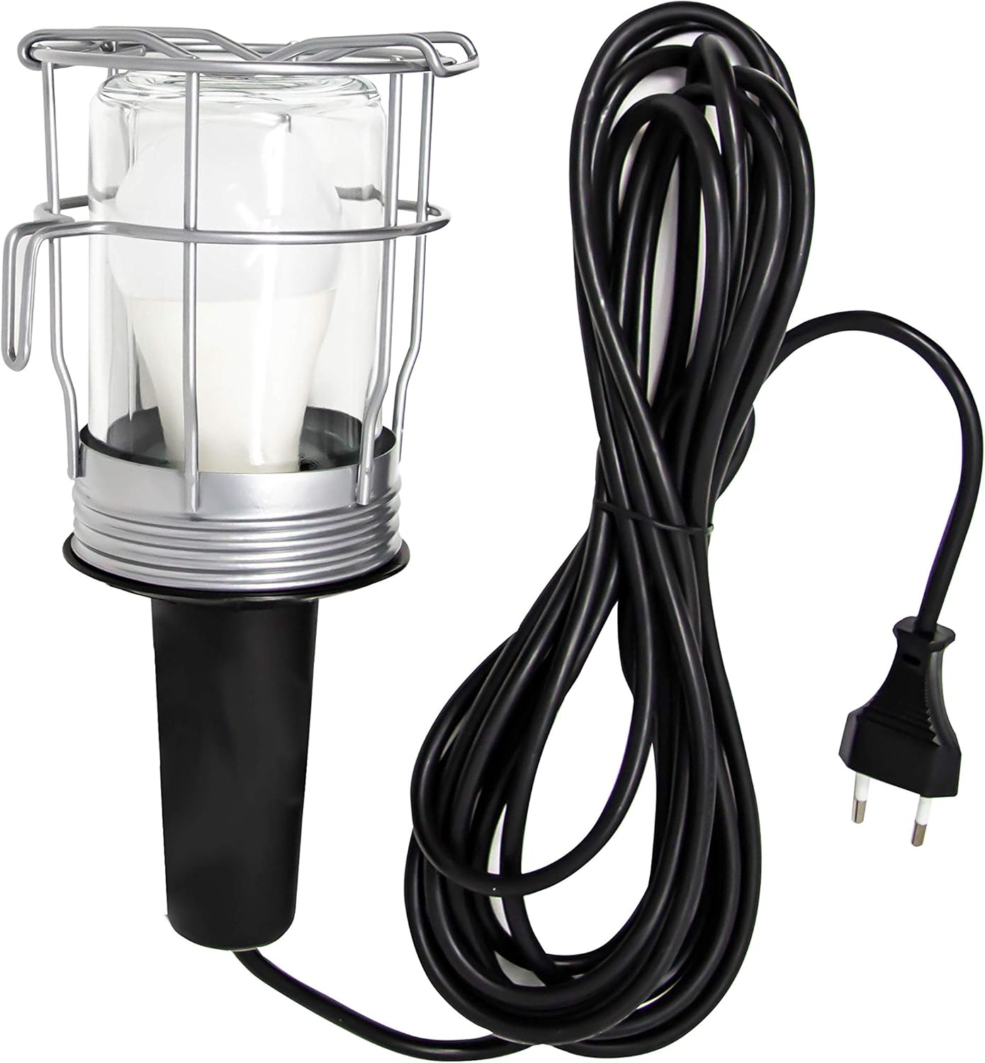 Detalle de Electraline 70303: Lampada Portatile da Lavoro con Cavo 5 m, E27, 60W e Griglia in Metallo