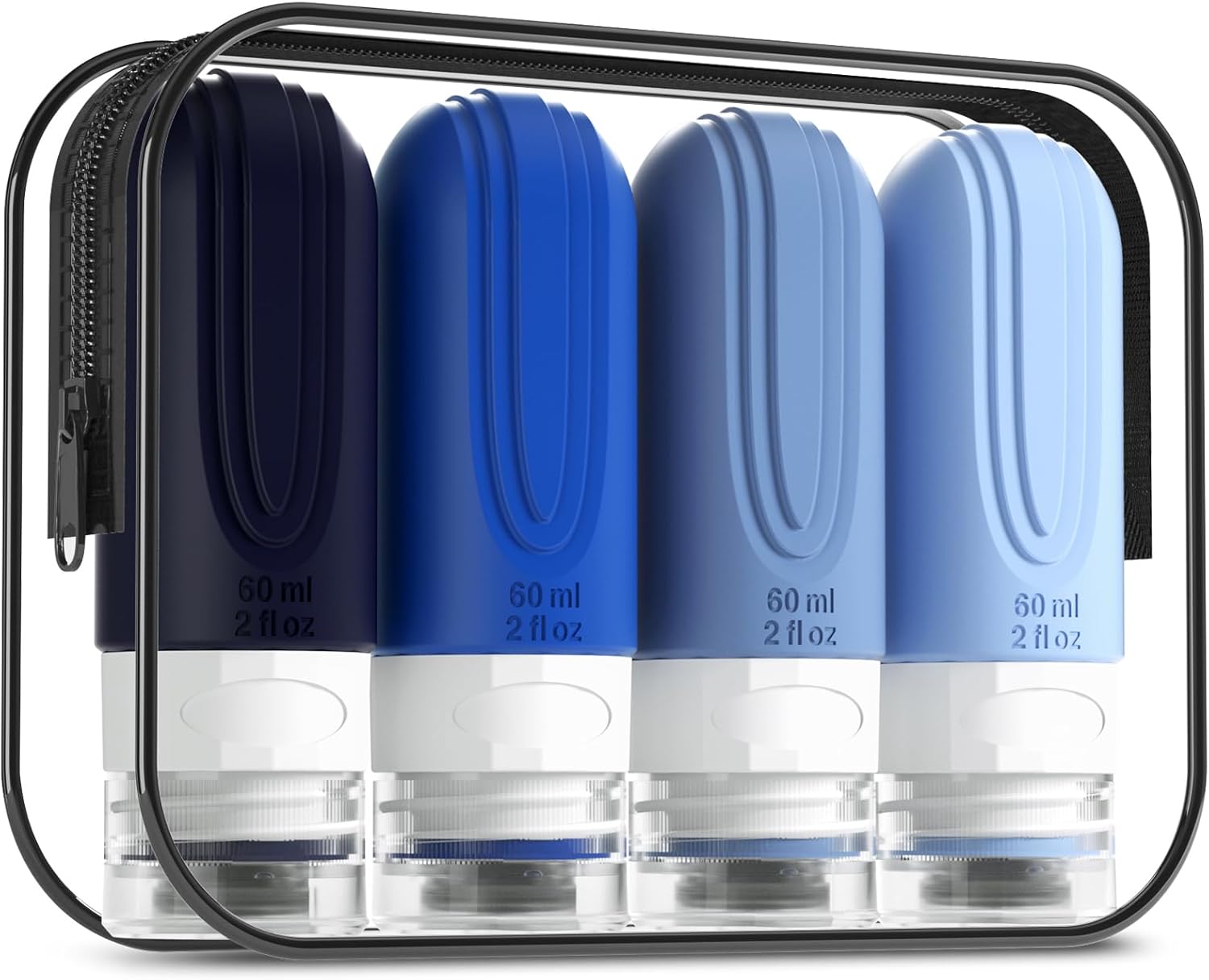 Detalle de Mrsdry Travel Bottle for Toiletries (60ml) — Leak-Proof Silicone Refillable Containers, BPA Free, 4 Pack