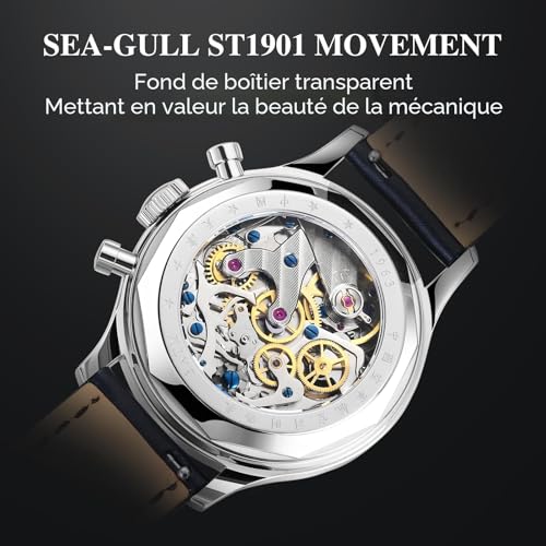 Thumbnail 4 de Seagull 1963 International Edition - Montre pilote chronographe ST1901, 37,4 mm, remontage manuel