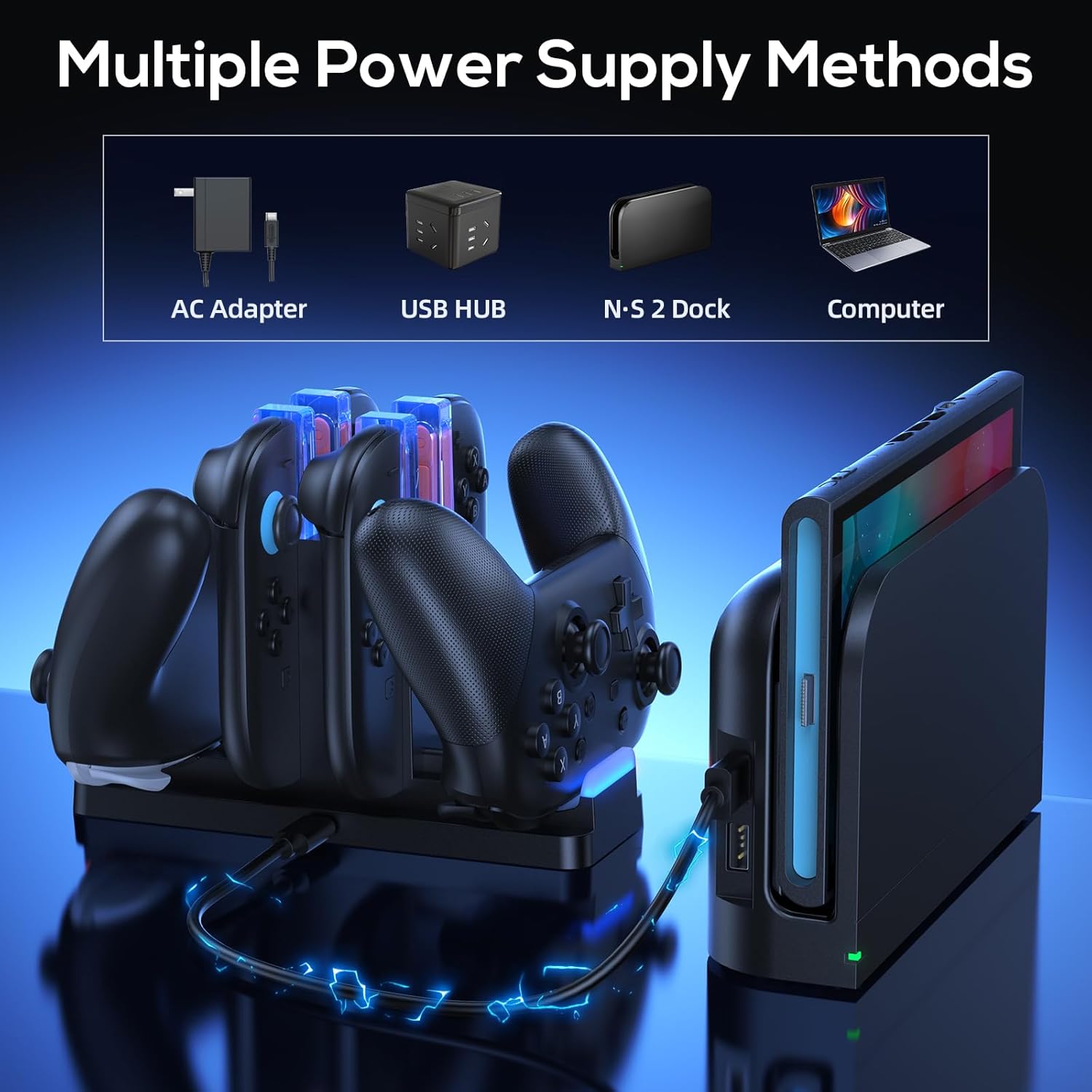 Thumbnail 5 de FASTSNAIL Charging Dock for Switch 2 Joycon 2 & Official P-Controller (with LED charge indicator)