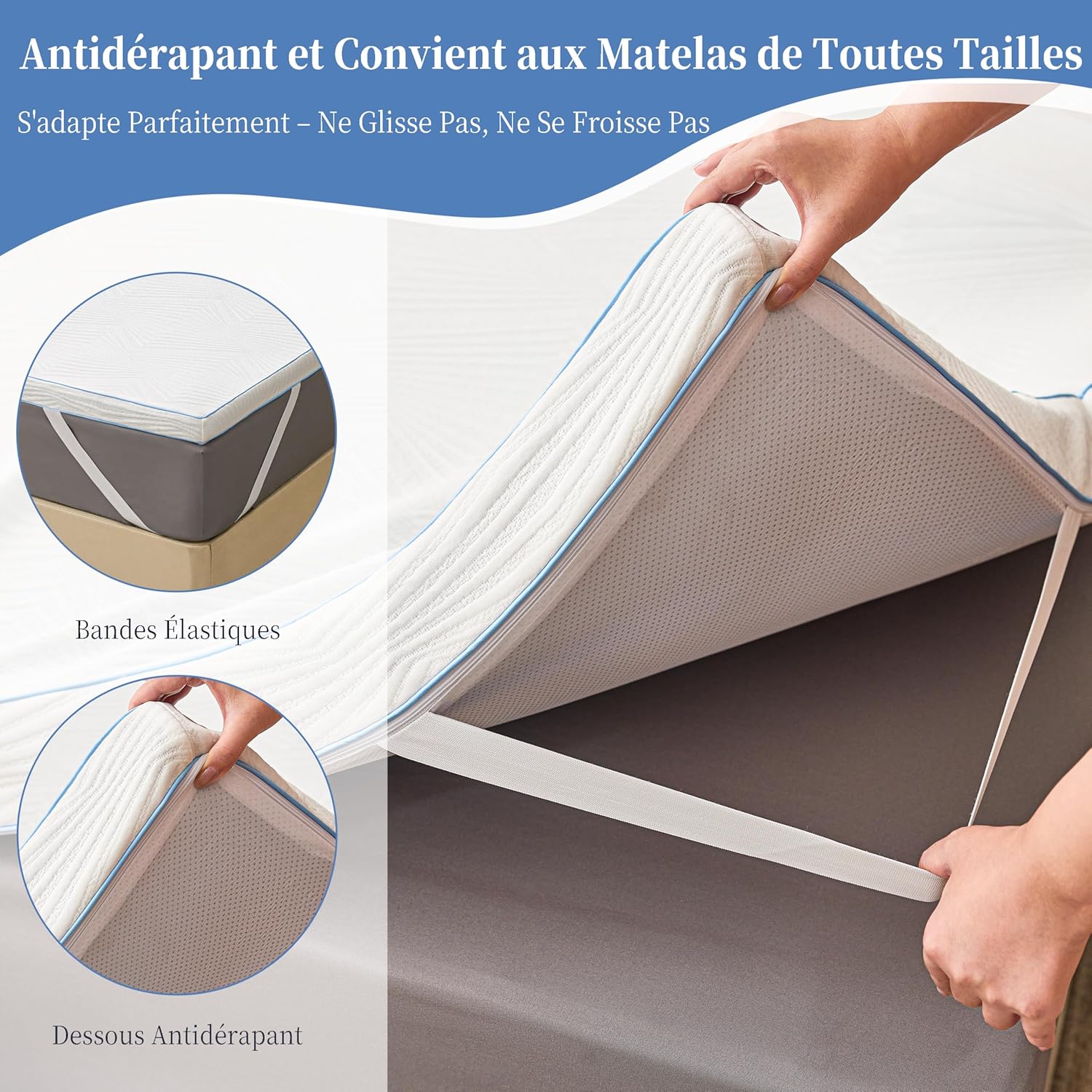 Thumbnail 5 de Solviente Topper 160x200 cm H3–7,5 cm Memory Foam & Kaltschaum – rutschfest, abnehmbarer Bezug, Oeko-TEX