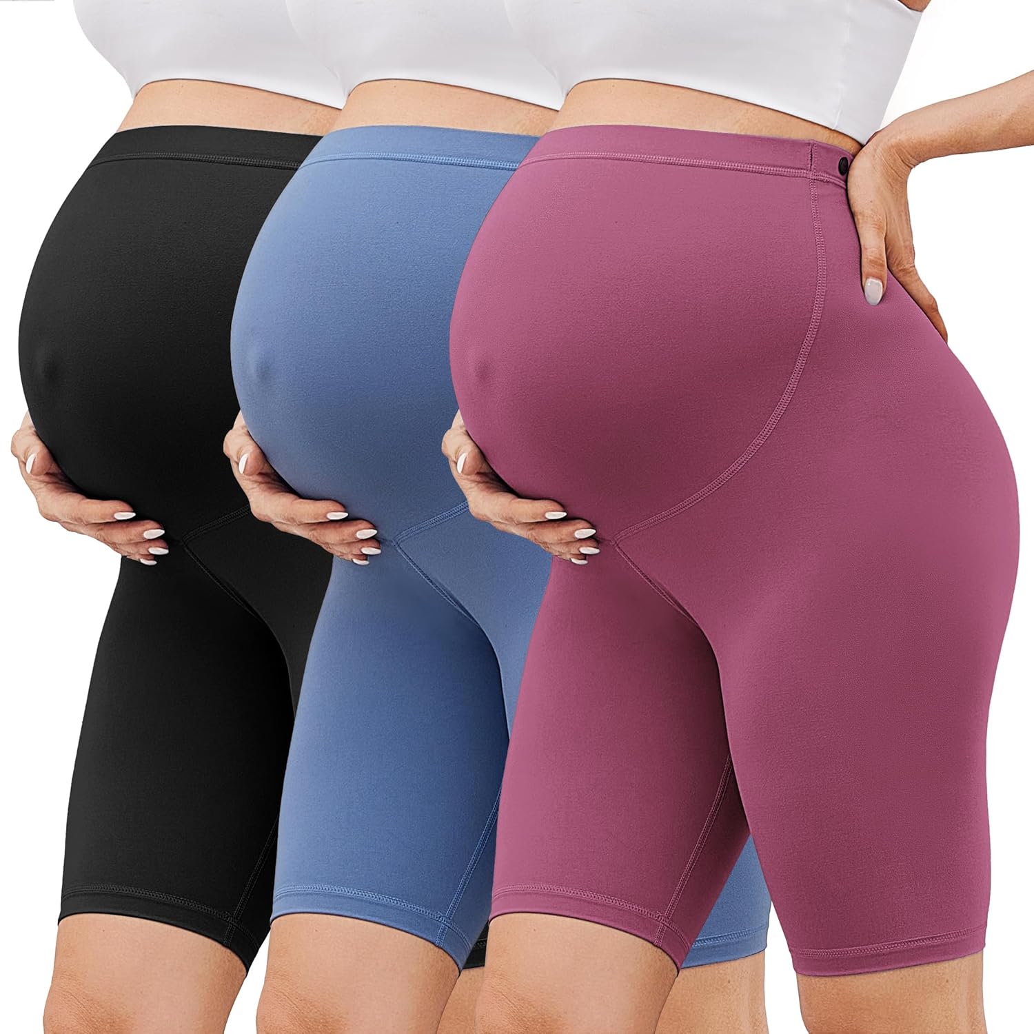 Thumbnail 6 de BONVIGOR Buttercloud Maternity Shorts (Over-the-Belly) 5"/8" Biker Shorts for Pregnancy Workout & Yoga