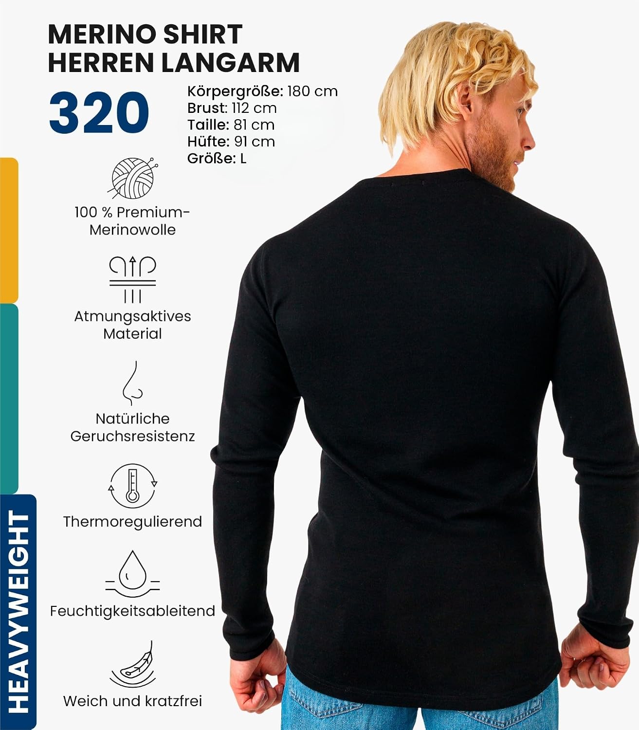 Detalle 2 de Merino.tech Merino Unterwäsche 320 g/m²