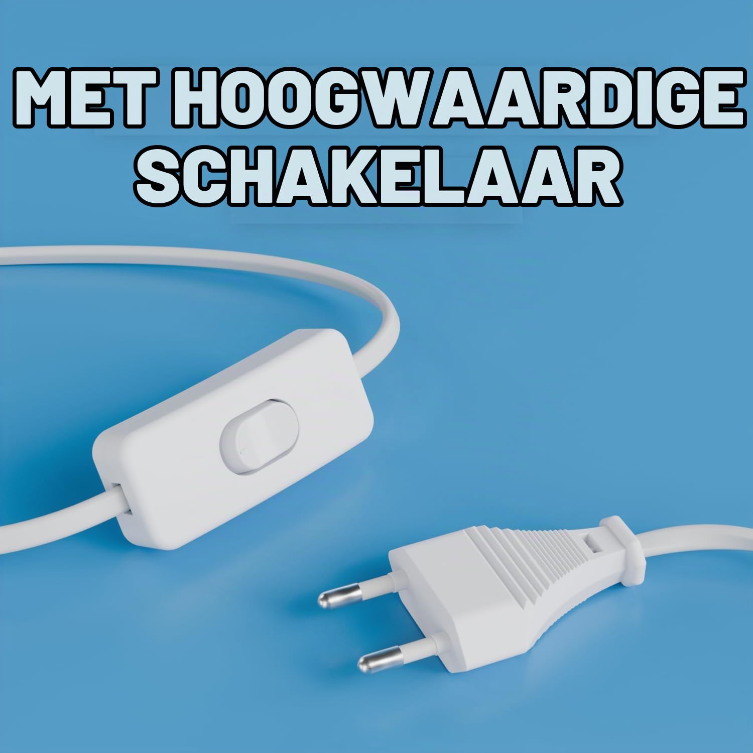 Detalle de greate 505001 E14-lamphouder met schakelaar, witte kabel van 3,5 meter