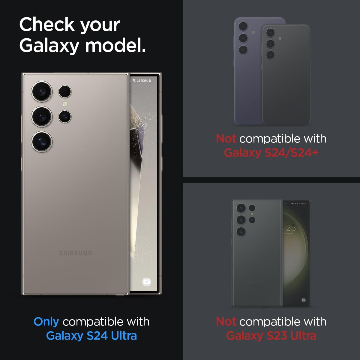 Thumbnail 1 de Spigen Glas.TR EZ Fit Optik Pro Protection Caméra pour Samsung Galaxy S24 Ultra (2 pièces) en gris titane