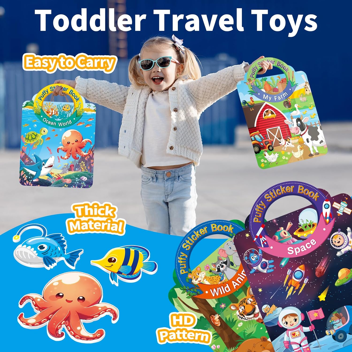 Thumbnail 2 de Elfew 6-Pack Reusable Sticker Book for Toddlers (3D Puffy Stickers)