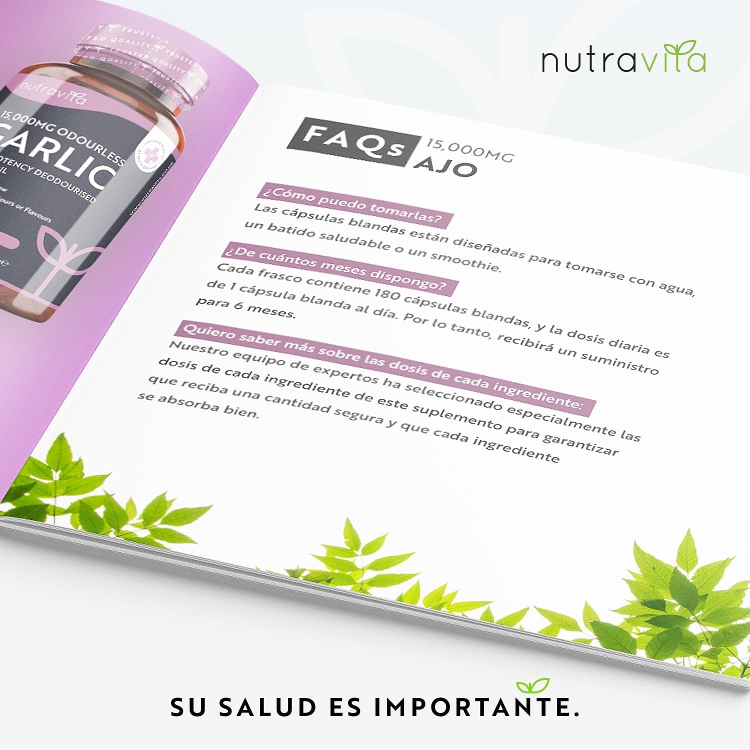 Detalle de Nutravita Ajo 15.000 mg 180 cápsulas