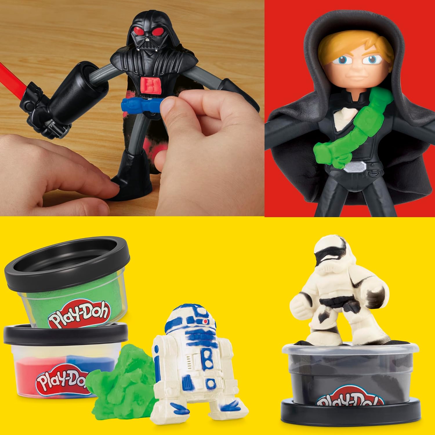Detalle de Play-Doh Star Wars Galaktische Knet-Abenteuer Action-Figurenset (10 cm) – Squish & Slice Lightsabers