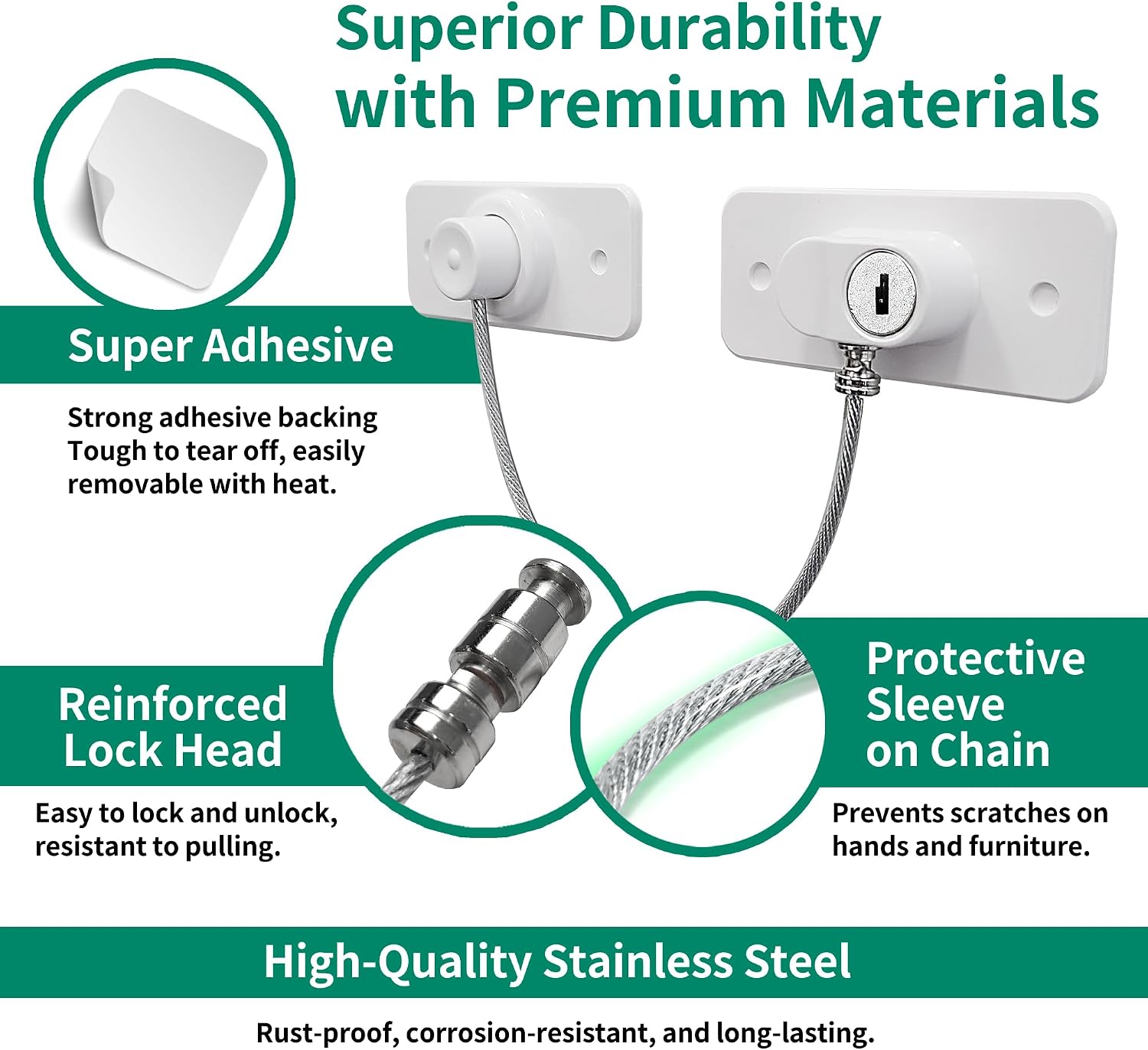 Detalle de Moonybaby 2-Pack Window Locks for UPVC with Key Lock and No-Drill Installation