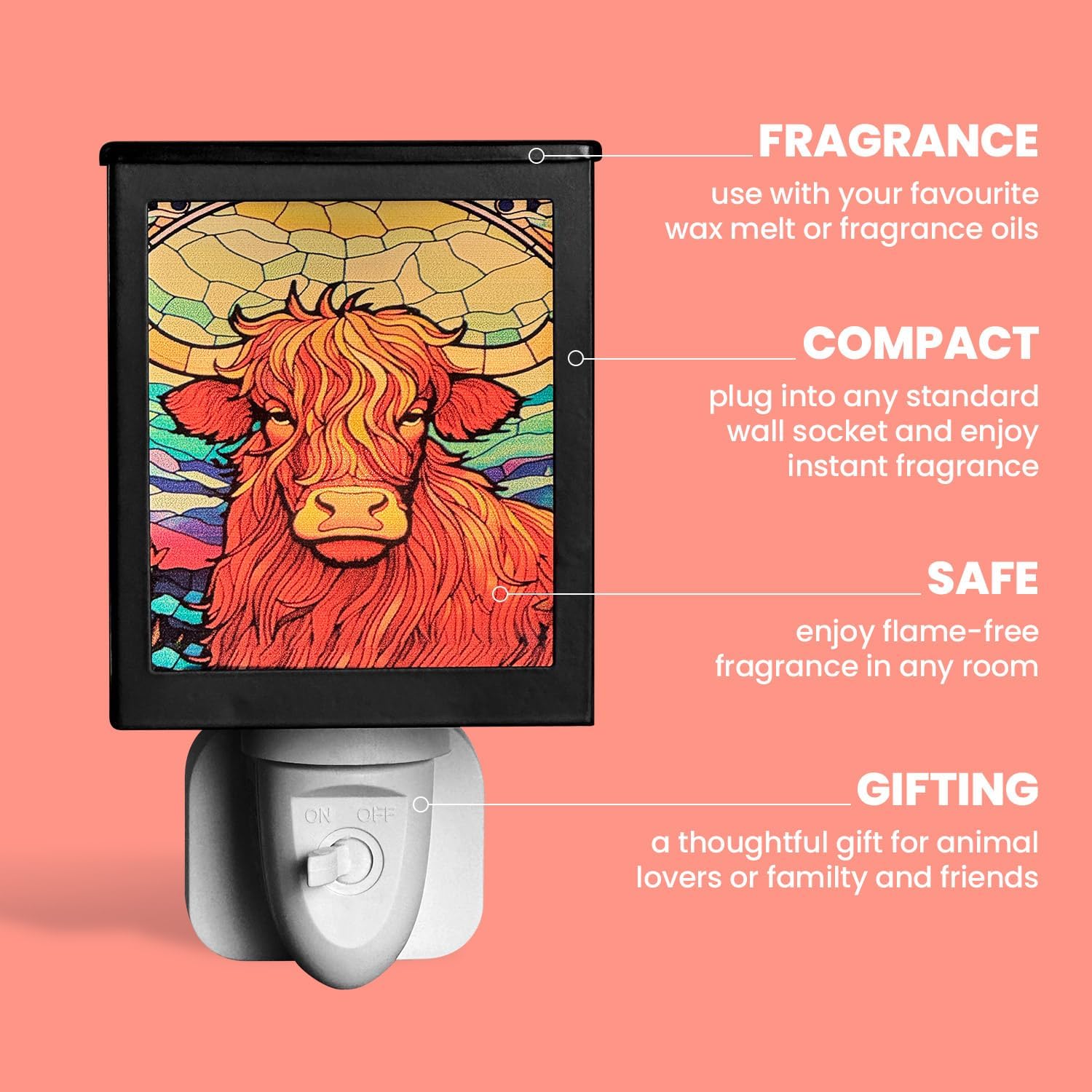 Thumbnail 2 de Cello Plug-In Electric Wax Burner with Highland Cow Design (Oil Warmer & Aroma Lamp)