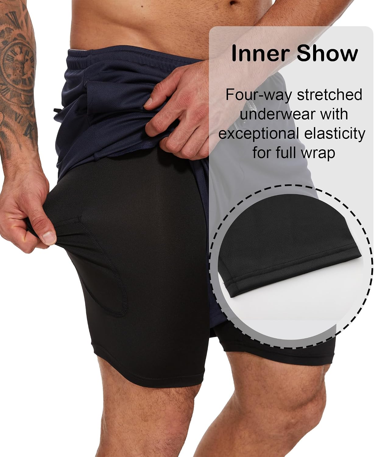 Detalle de Kinglaman 4 Pack 2-in-1 Running Shorts with Liner for Men