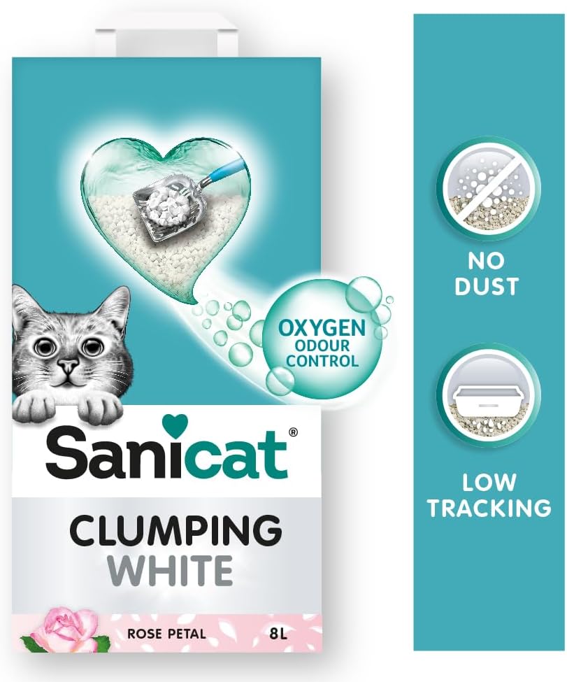 Detalle de Sanicat Lettiera per gatti agglomerante bianca all’aroma di petali di rosa – 8 L