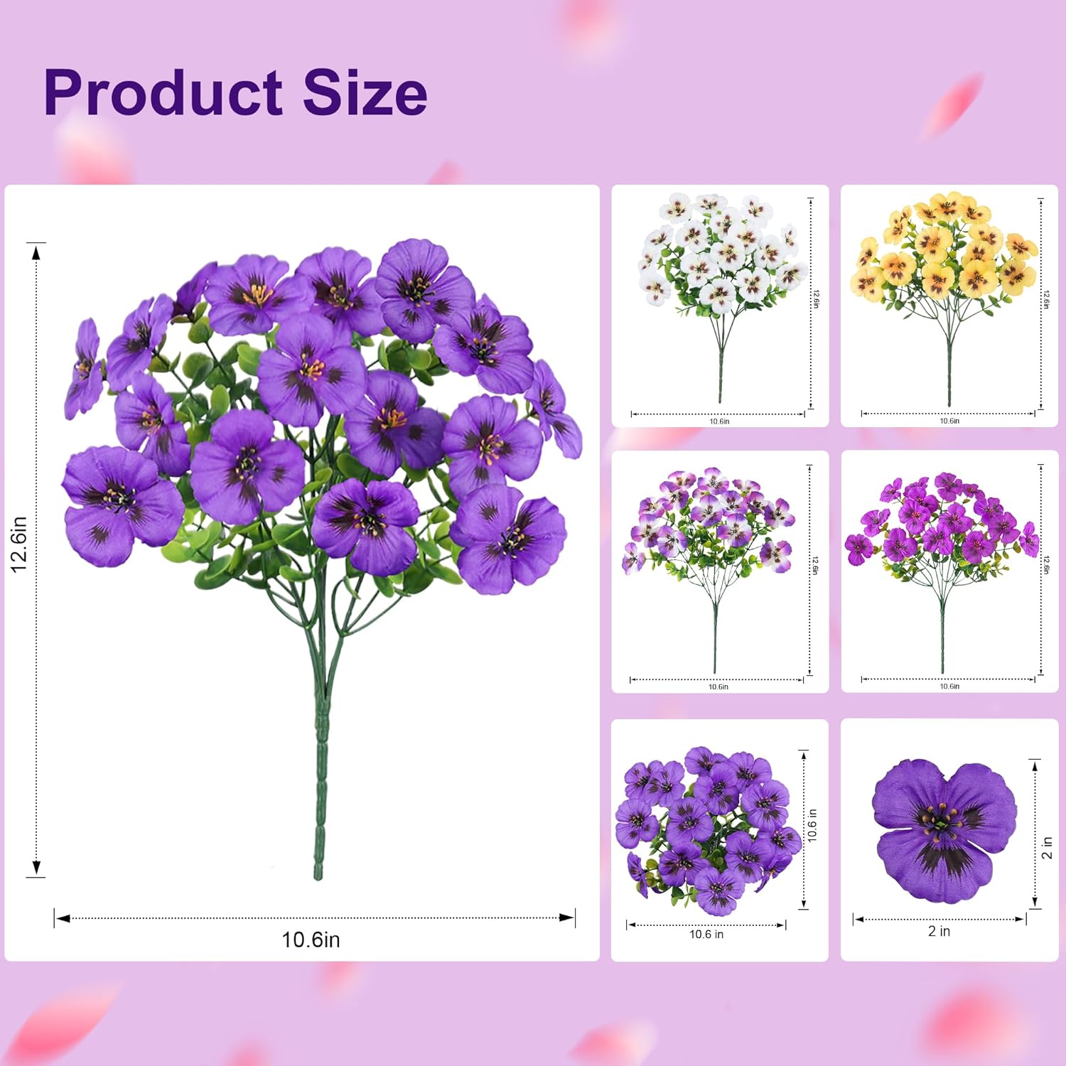 Detalle de Ivydale 20 Artificial Pansy Flowers for Outdoor Decor