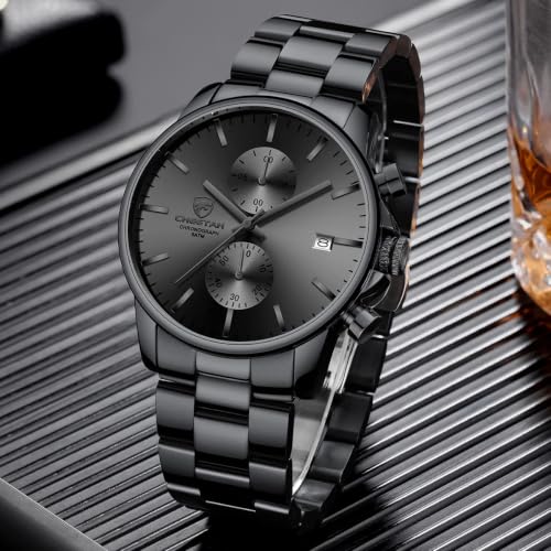 Thumbnail 6 de Affute Orologio da uomo in acciaio inox e metallo — Cronografo al quarzo, impermeabile 3 ATM, stile casual