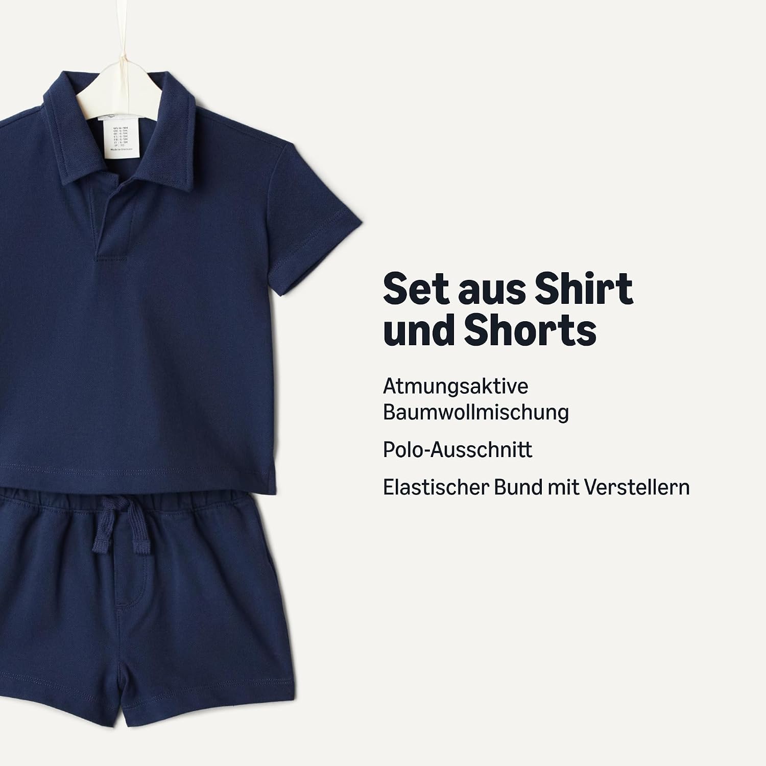 Detalle de Amazon Essentials x Sofia Grainge Jungen- und Kleinkind-Spielset aus Baumwoll-Piqué – Hemd & Shorts