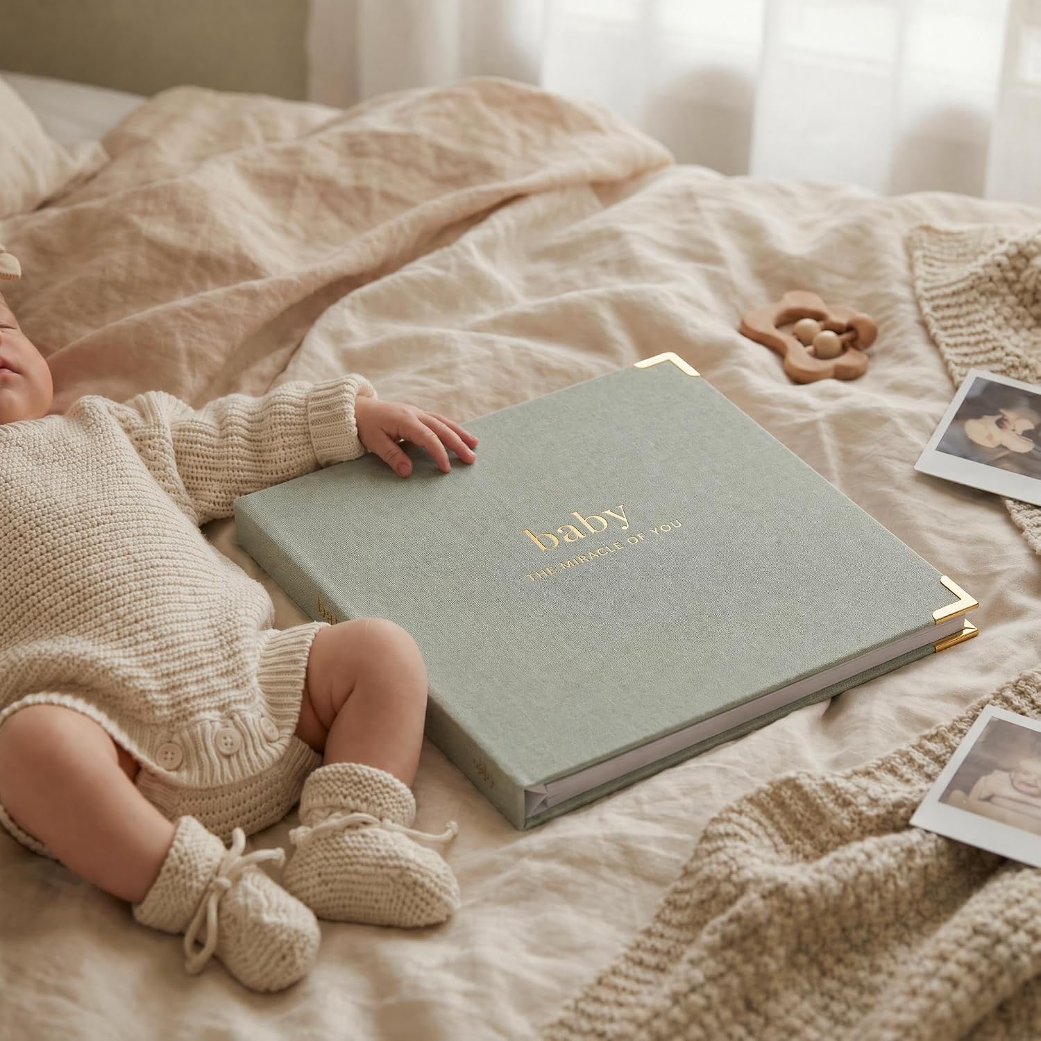 Thumbnail 1 de ZICOTO zic-babyb5-sa_23-167c Baby Memory Book, Sage Linen, Birth to Age 5