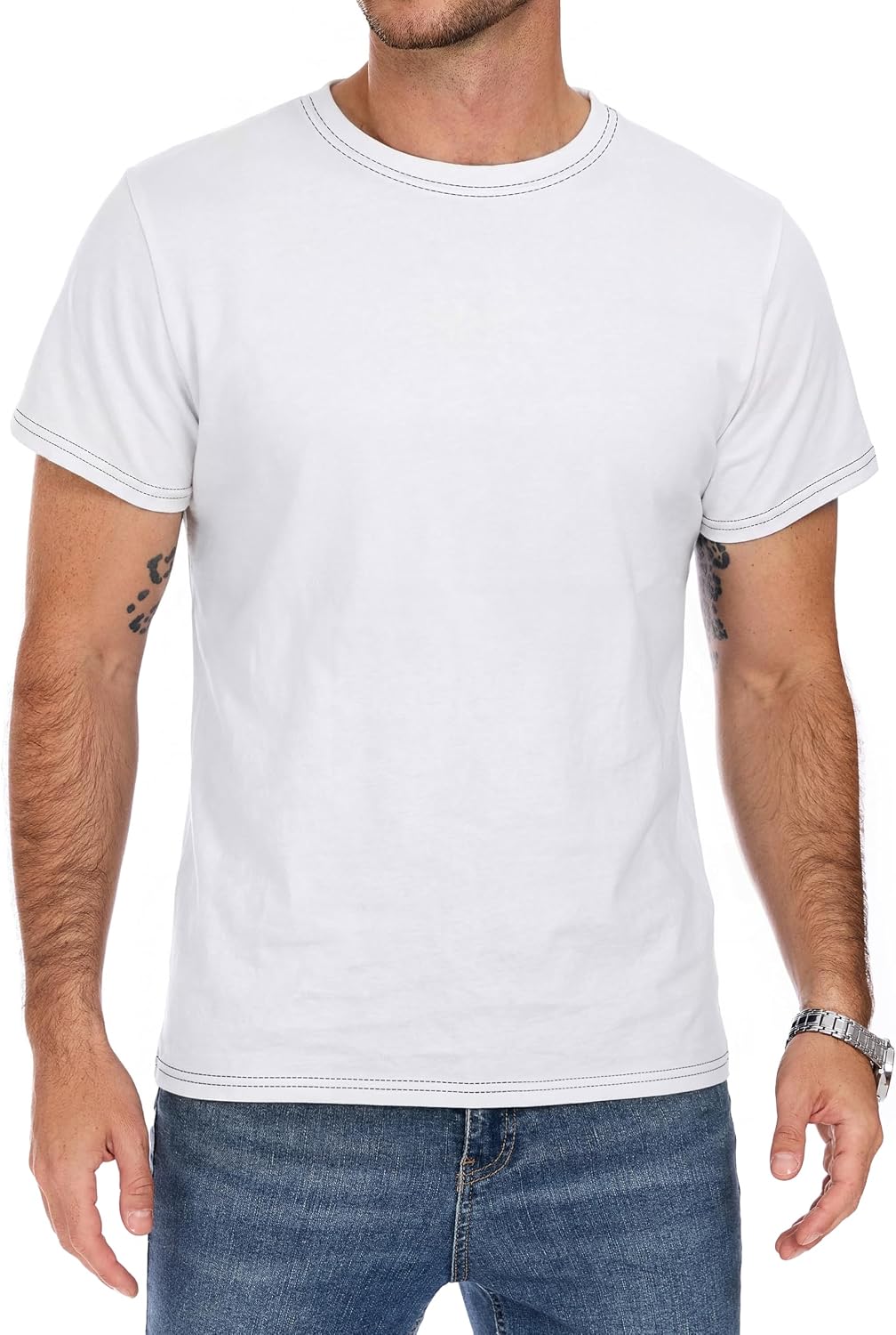 Detalle de Enjyam Men’s 100% Cotton Crew Neck T-Shirts – Classic Short Sleeve Top