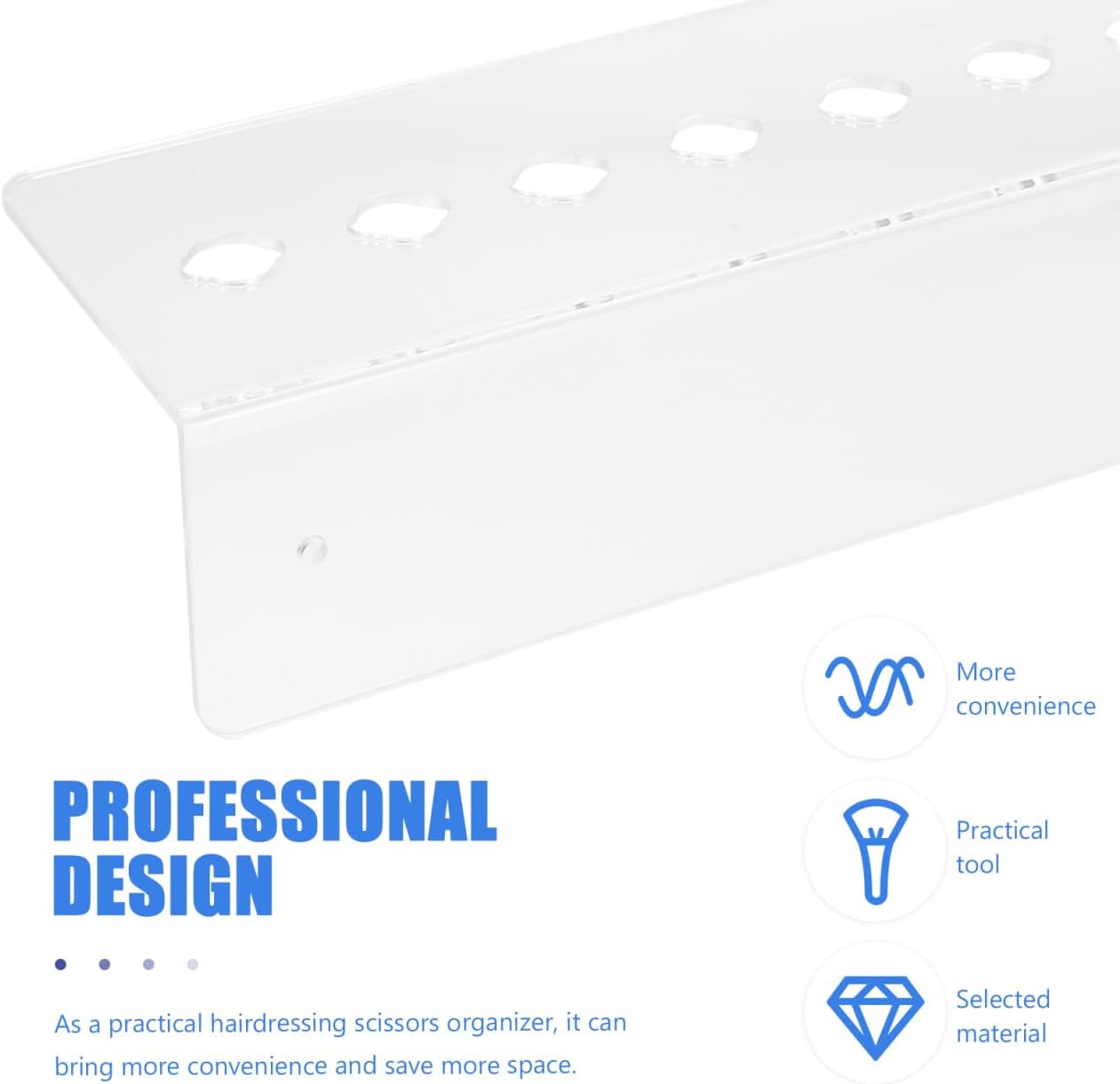 Detalle de FOMIYES Wall-Mounted Scissor Holder (Multi-Slot Acrylic Salon Organiser) for Hairdresser Tools