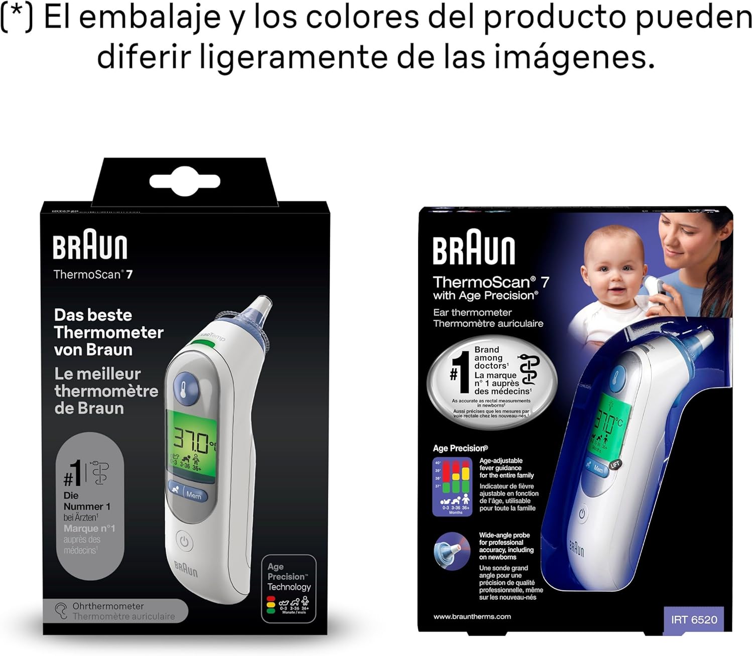 Detalle 2 de Braun ThermoScan 7 termómetro de oído para bebés y niños (Age Precision, codificación por colores)