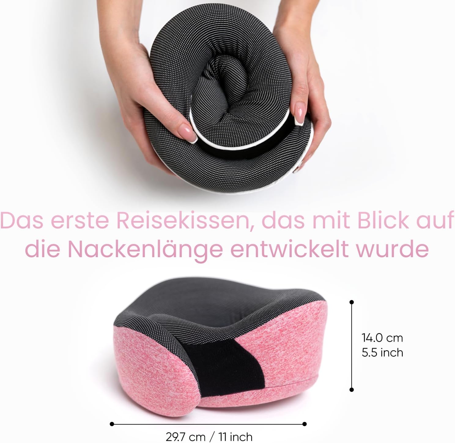 Detalle de Proglobe Nackenkissen Flugzeug – Reisekissen aus Memory Foam, 100% Memory Foam, Rosa