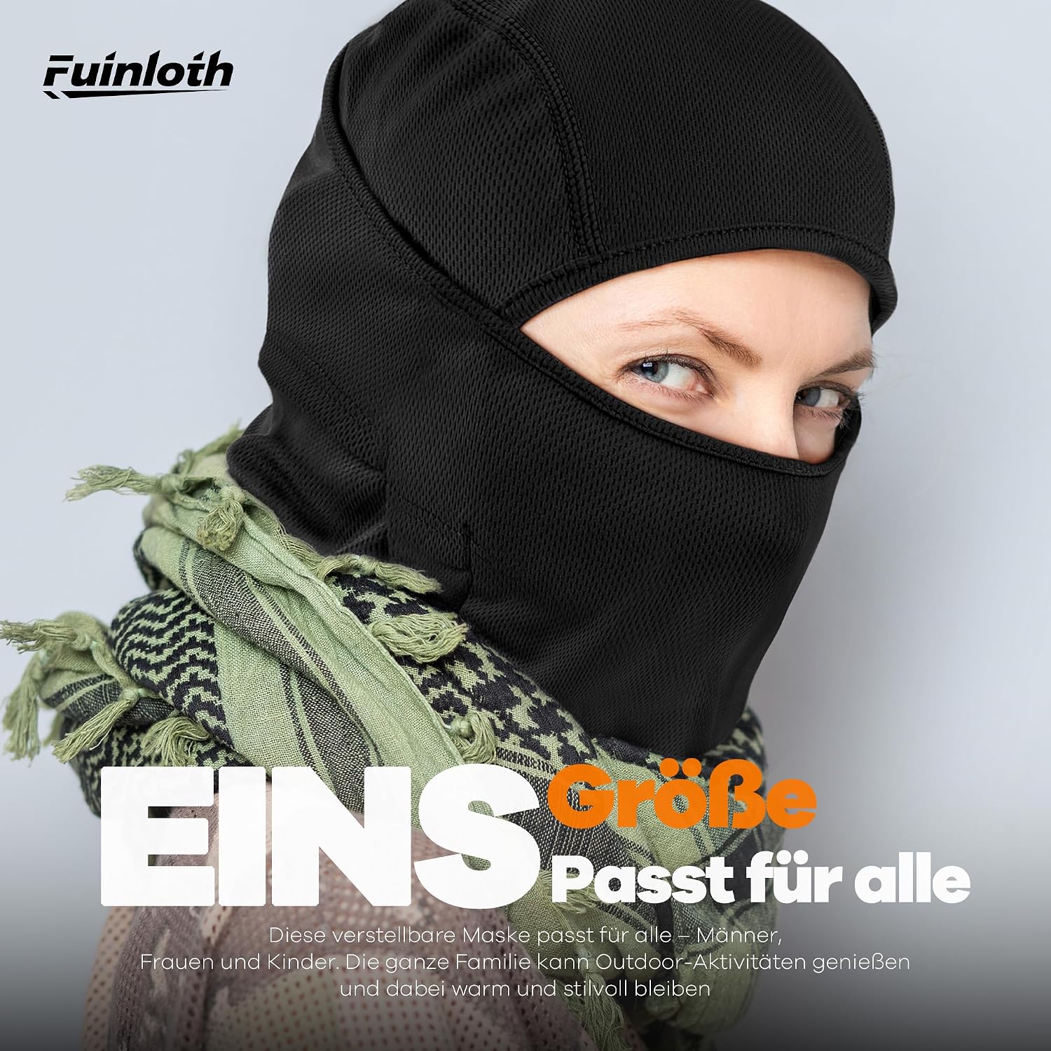 Detalle de Fuinloth Sturmhaube & Skimaske Balaclava für Motorrad, Fahrrad und Winter – helmkompatibel