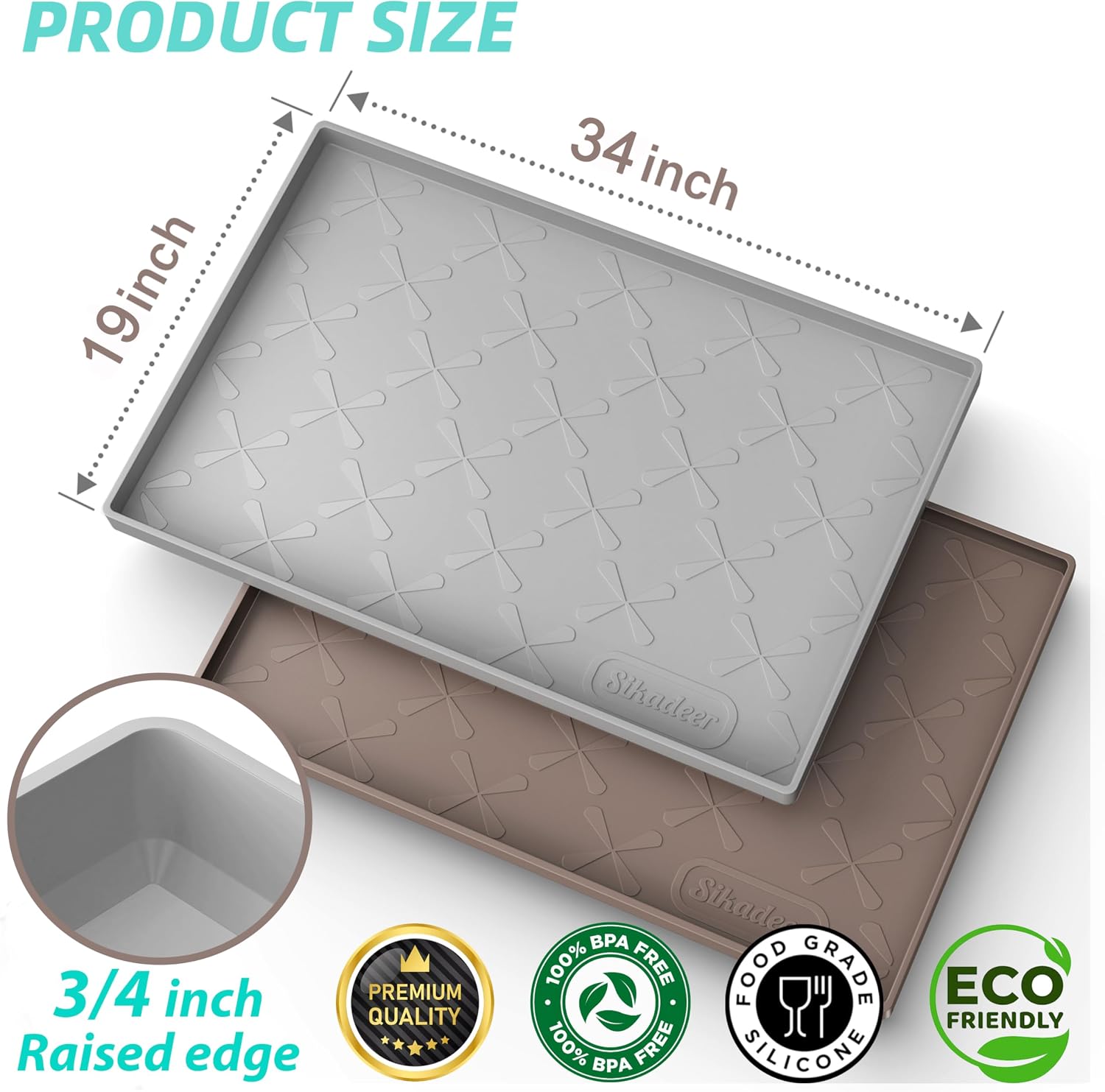 Detalle de SIKADEER Under Sink Mat 34" x 19" Silicone Cabinet Protector with Raised Edges