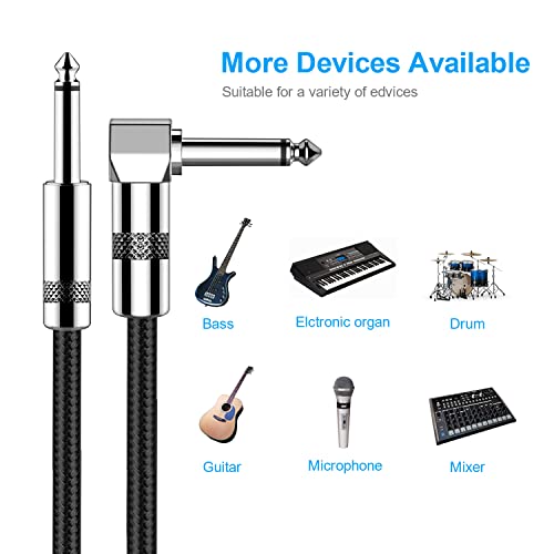 Detalle de New Bee Guitar Cable 10ft: Quiet, Flexible 1/4" Instrument Cord for Guitar, Bass, and More